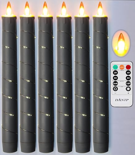 Flameless Candle, (Conical) Patented Starlight String, LED Candle, 11-Key Timing Remote Control, Battery Powered, Dance Flicker Flame, 6 Packs