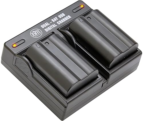 BM Premium 2 Pack of EN-EL15B Batteries and Dual Battery Charger for Nikon Z6, Z7, D780, D850, D7500, 1 V1, D500, D600, D610, D750, D800, D800E, D810