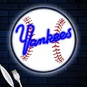 NY Baseball Neon Sign, New York Cool Light Up Dimmable NY Baseball Team Logo Hanging Led Neon Sign for Wall Decor, Bedroom, Party, Man Cave, Garage