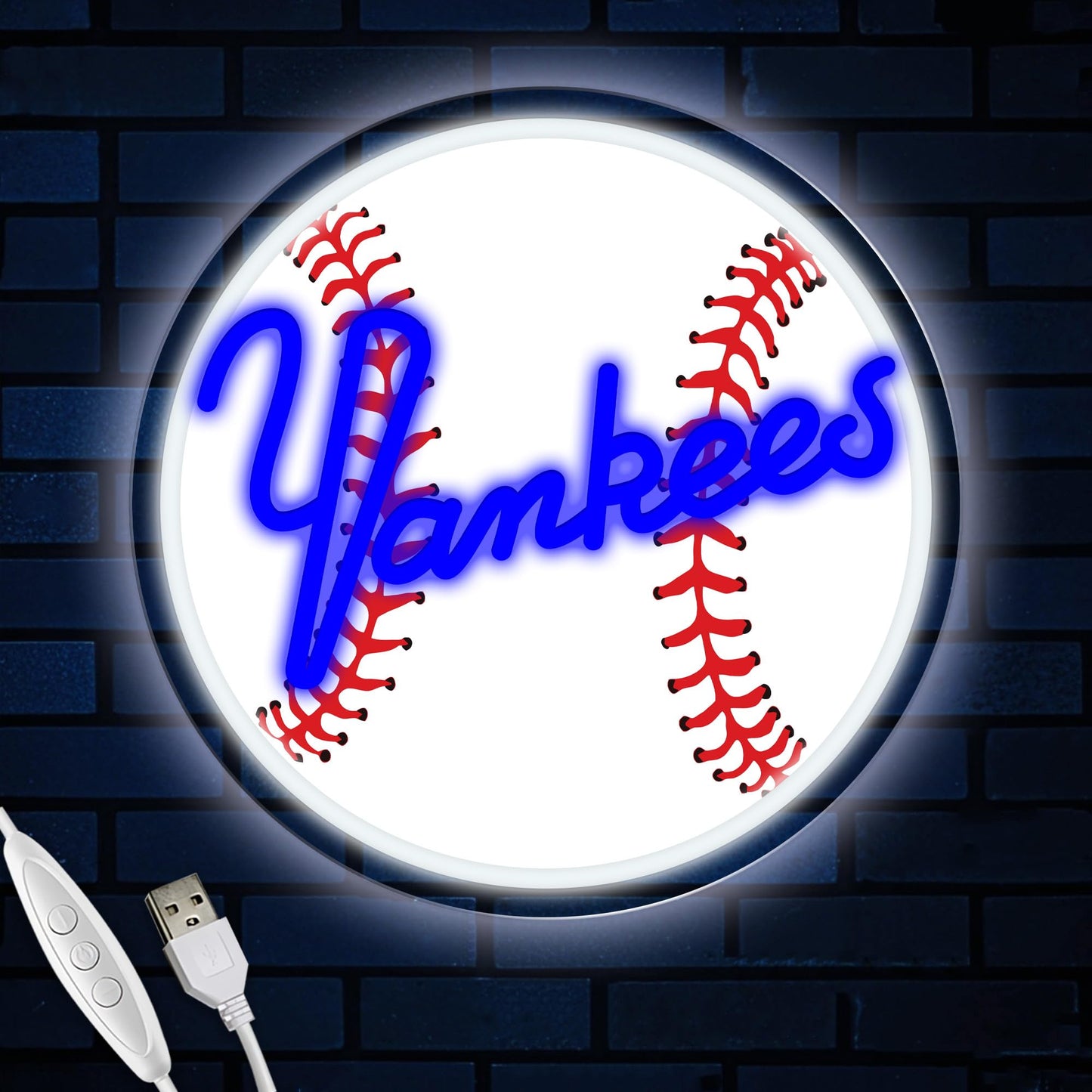 NY Baseball Neon Sign, New York Cool Light Up Dimmable NY Baseball Team Logo Hanging Led Neon Sign for Wall Decor, Bedroom, Party, Man Cave, Garage