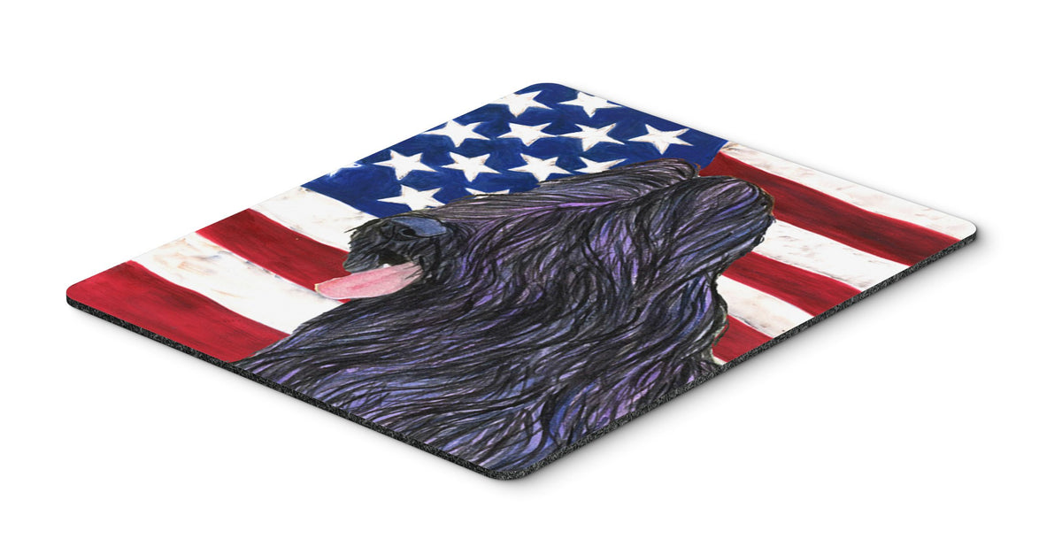 Caroline's Treasures SS4052MP USA American Flag with Briard Mouse Pad, Hot Pad or Trivet for Home Office Gaming Working Computers Laptop Mouse