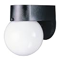 Westinghouse 6680300 Traditional One-Light Outdoor Wall Lantern, Black Finish on Polycarbonate, White Glass Globe