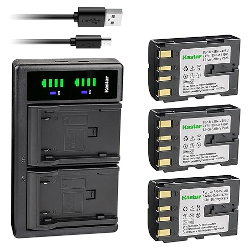 Kastar 3-Pack Battery and LTD2 USB Charger Replacement for JVC BN-V408 BN-V408U BN-V408US BN-V416 BN-V416U BN-V416US BN-V428 BN-V428U BN-V428US