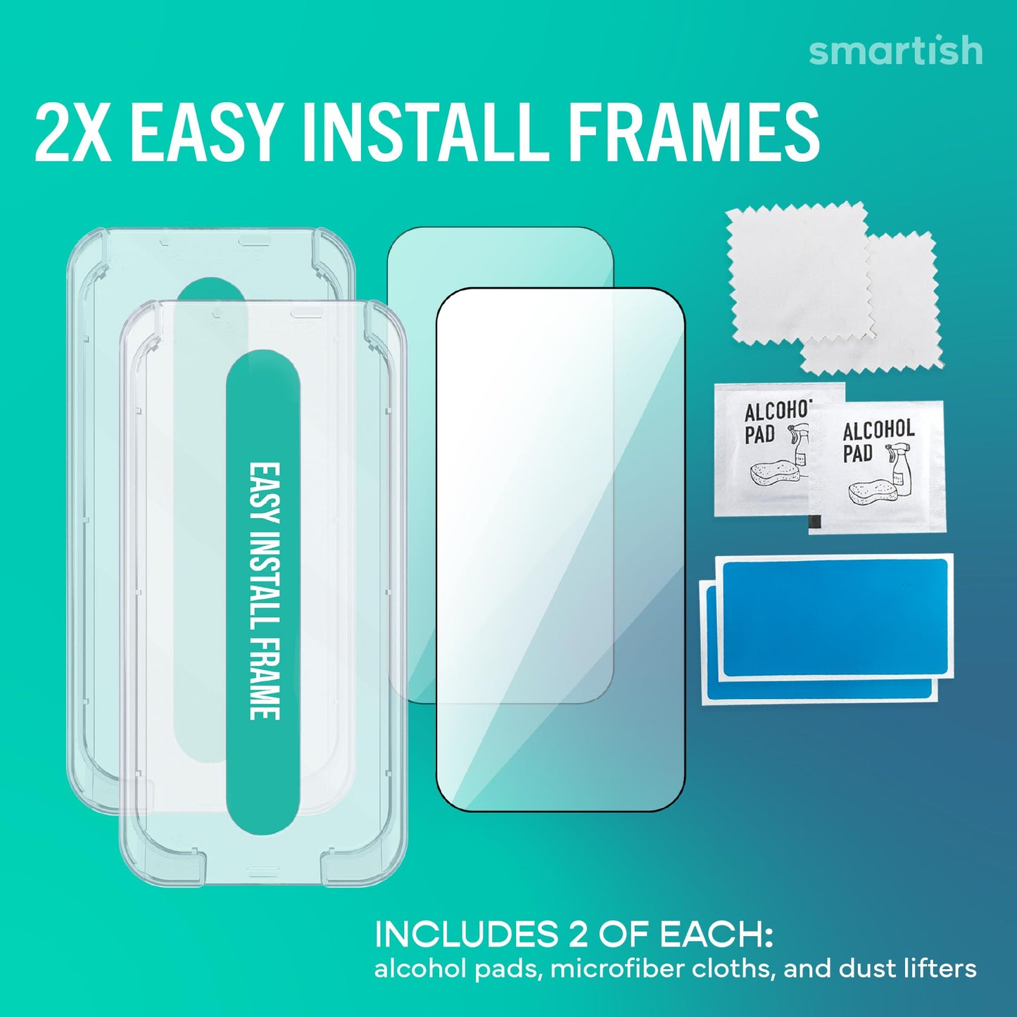Smartish® iPhone Air Screen Protector - 2-Pack Tempered Glass Screen Protectors + Cleaning Kit - Tuff Sheet - 9H Easy Install Frame [Scratch