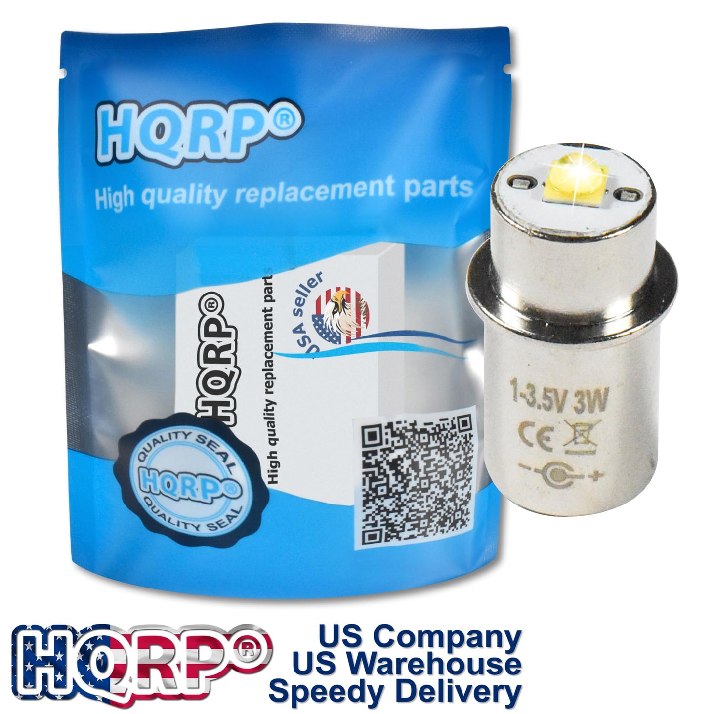HQRP High Power 3w LED Bulb Compatible with Maglite 2D 3D / 2C 3C / 2-3 D C Cell Torch Flashlights Conversion Bulb Upgrade