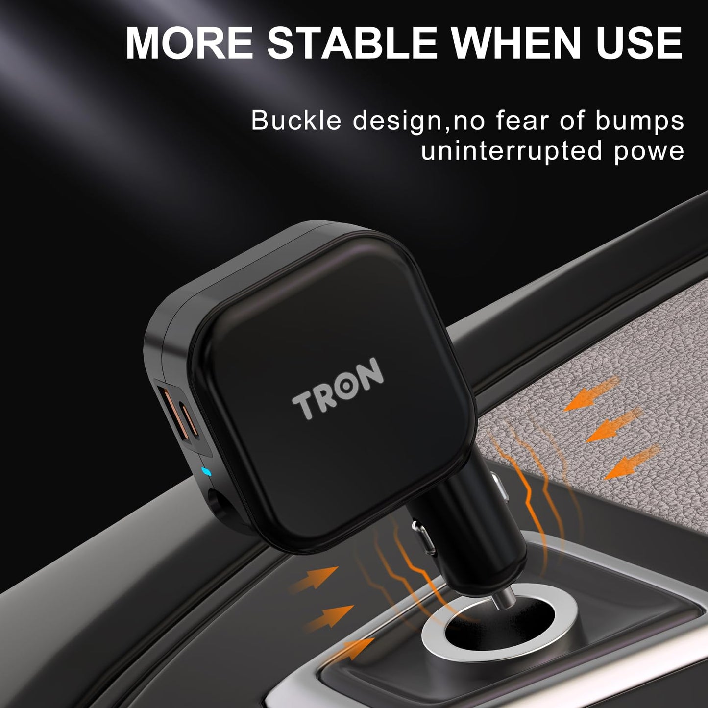 TRON Wall & Car Charger Travel Charging Station, 36W Dual USB-C & USB-A Fast Charger, Foldable for iPhone, iPad, Android, Earbuds - TR17