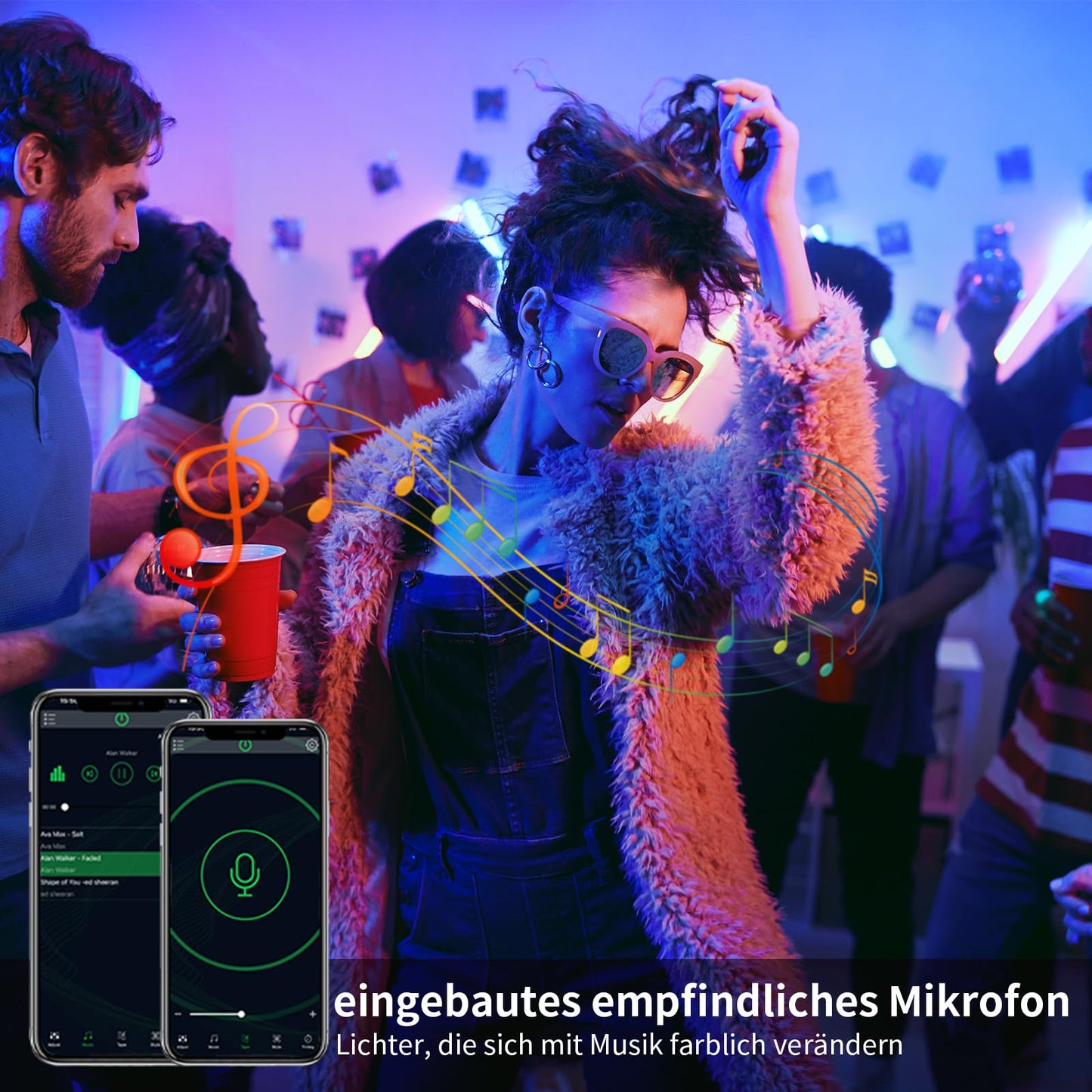 BATHEBRIGHT Led Strip Lights 15M,Music Sync RGB Bluetooth Color Changing Flexible LED Light Strips,with Smart App Control Remote, Led Lights