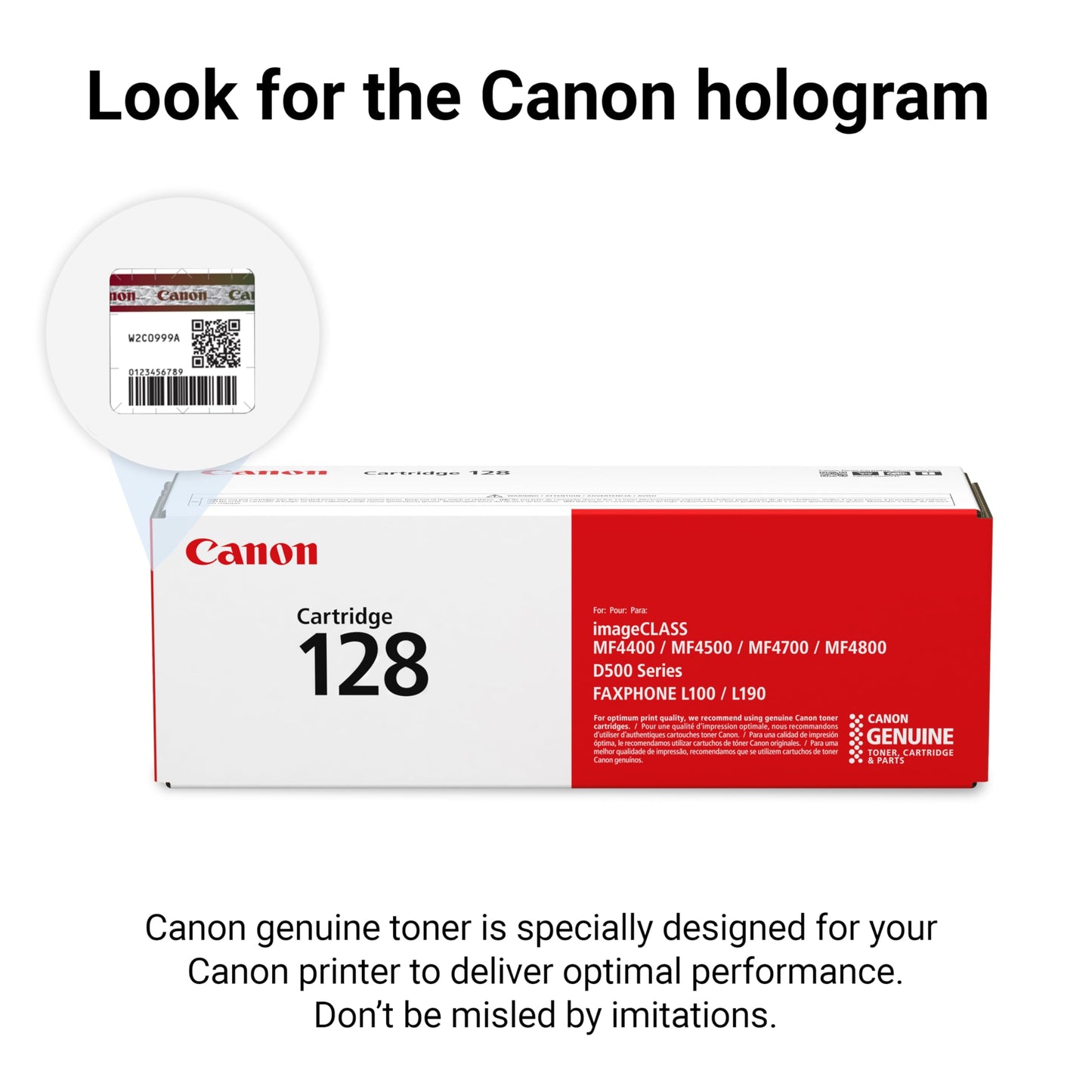 Canon Genuine 128 Black Toner Cartridge Compatible with MF4450, MF4770n, MF4570 Series, MF4800 Series, D530, D550, L100, L190