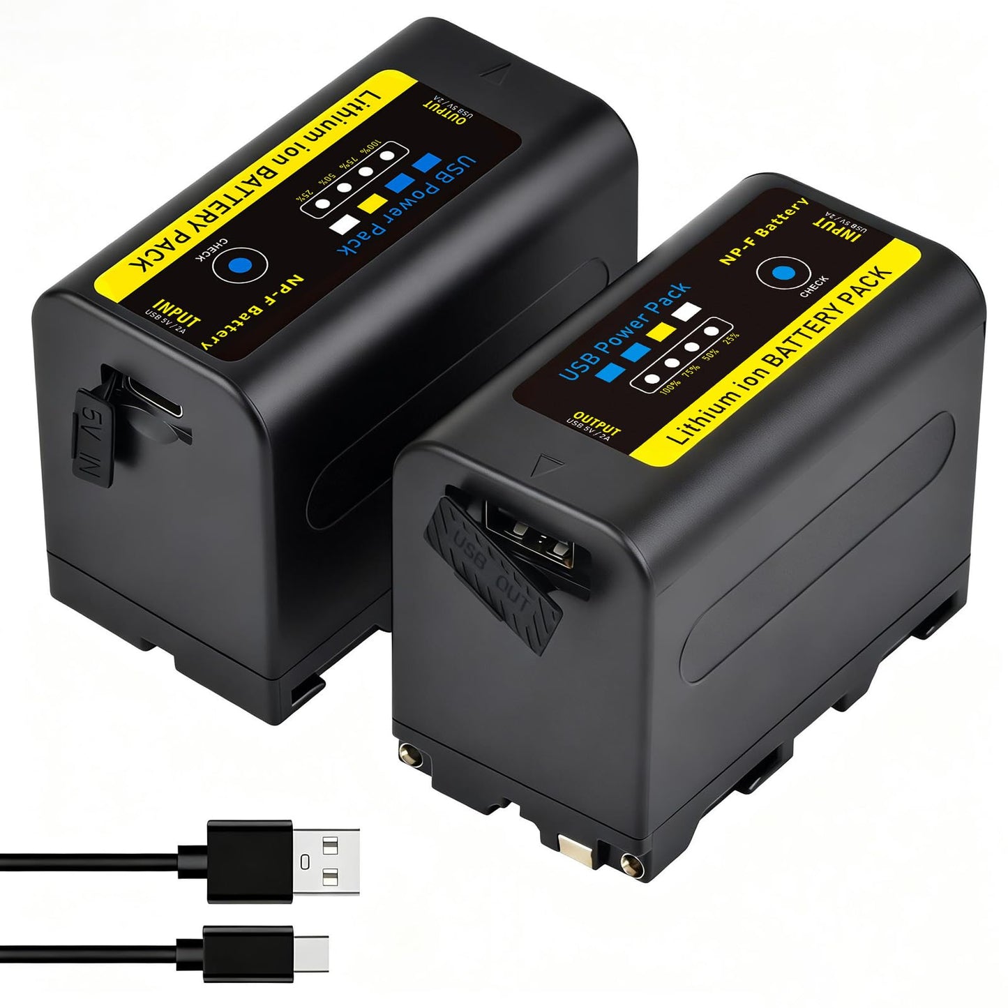 Tectra 2-Pack NP-F750 Battery for Sony NP-F970 NP-F975 NP-F980 NP-F960 NP-F770 NP-F550 Battery and Sony Handycam Camcorders for YONGNUO Godox LED