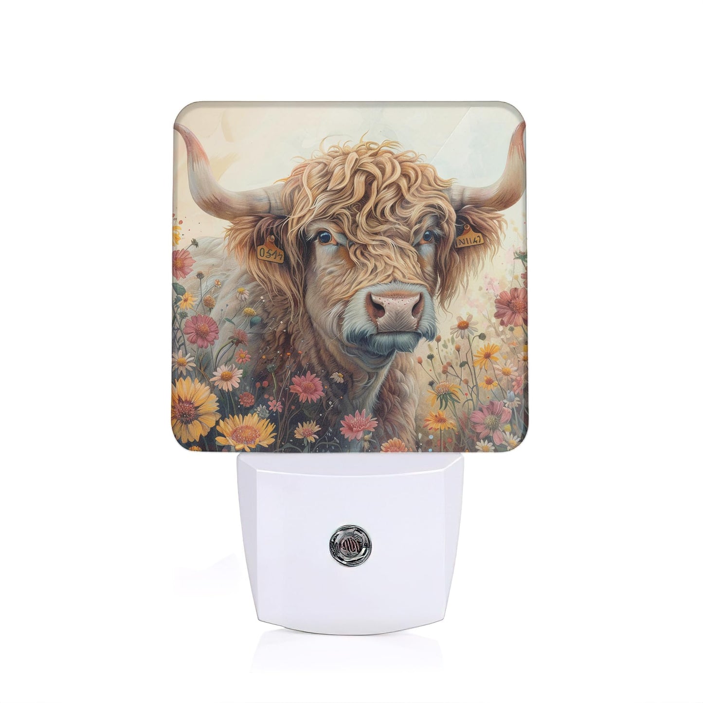 ZTHLL Highland Cow Night Light, Flower Night Light Plug into Wall with Dusk to Dawn Sensor, LED Lamp Energy Saving Lights for Men Women Boys