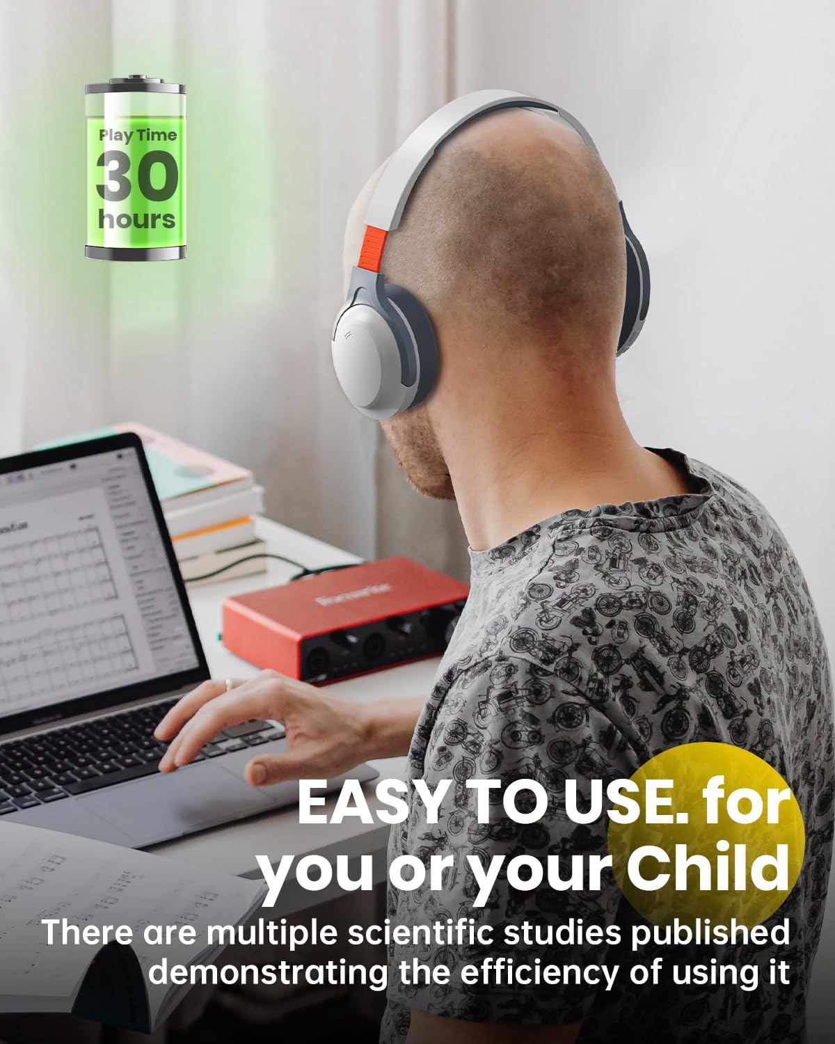 VOXii Auditory Feedback Wireless Headphones PRO, Brain Training Toolkit, New Function: Voice Feedback and Recording, Enhanced Speech, Language…