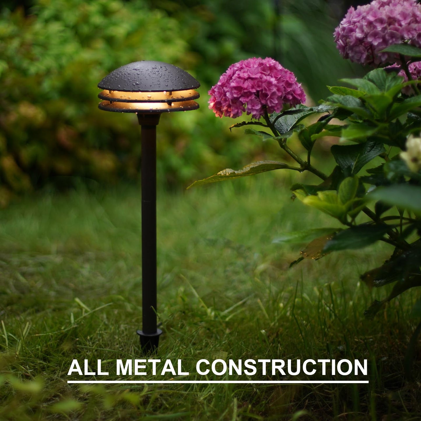 GOODSMANN Landscape Lighting Low Voltage Pathway Lights LED 2PK 4W 80 Lumen Outdoor Landscape Lighting 3 Tier Pagoda Landscape Path Lights 3000K Warm