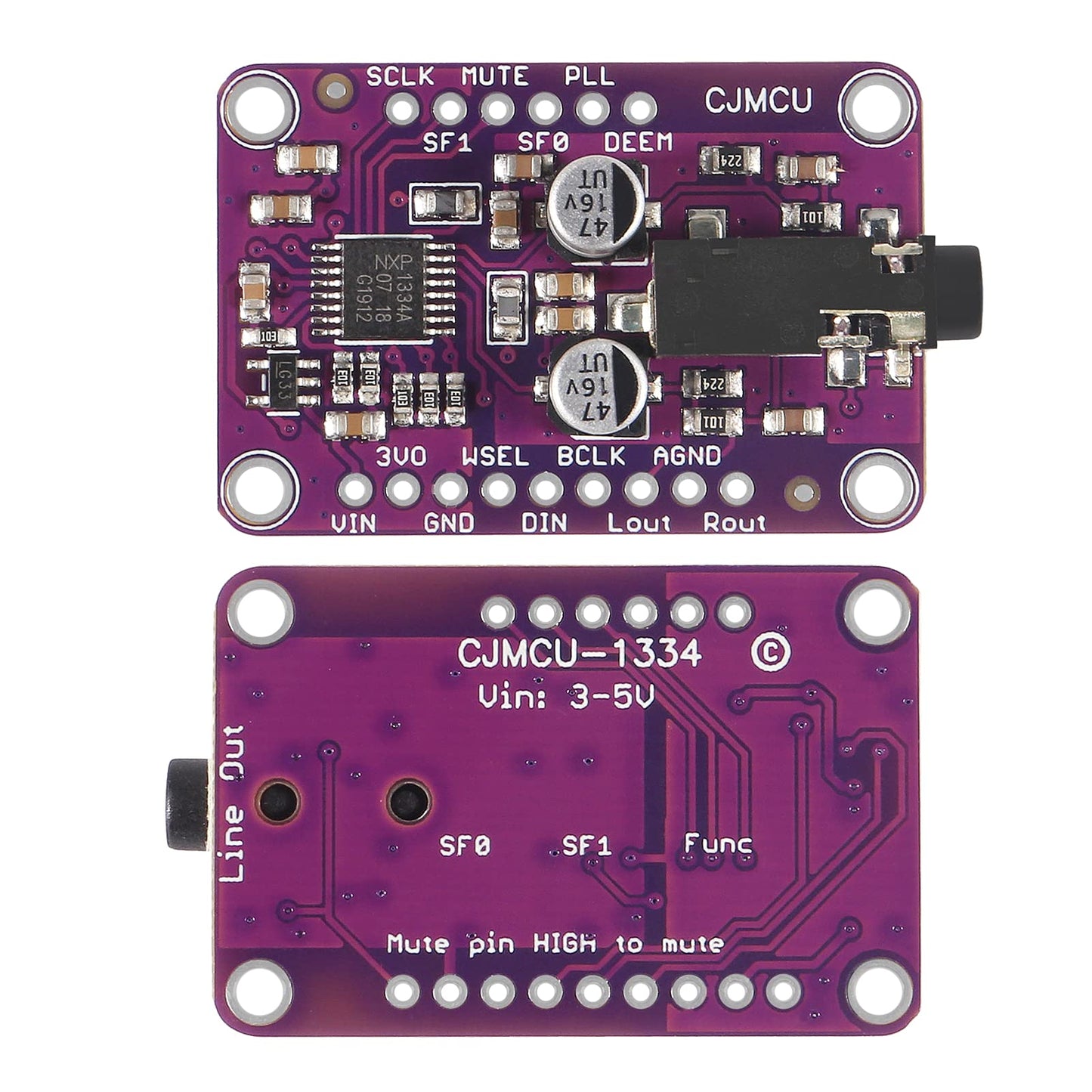 AITRIP 2PCS CJMCU-1334 DAC Module CJMCU-1334 UDA1334A I2S DAC Audio Stereo Decoder Module Board for Arduino 3.3V - 5V