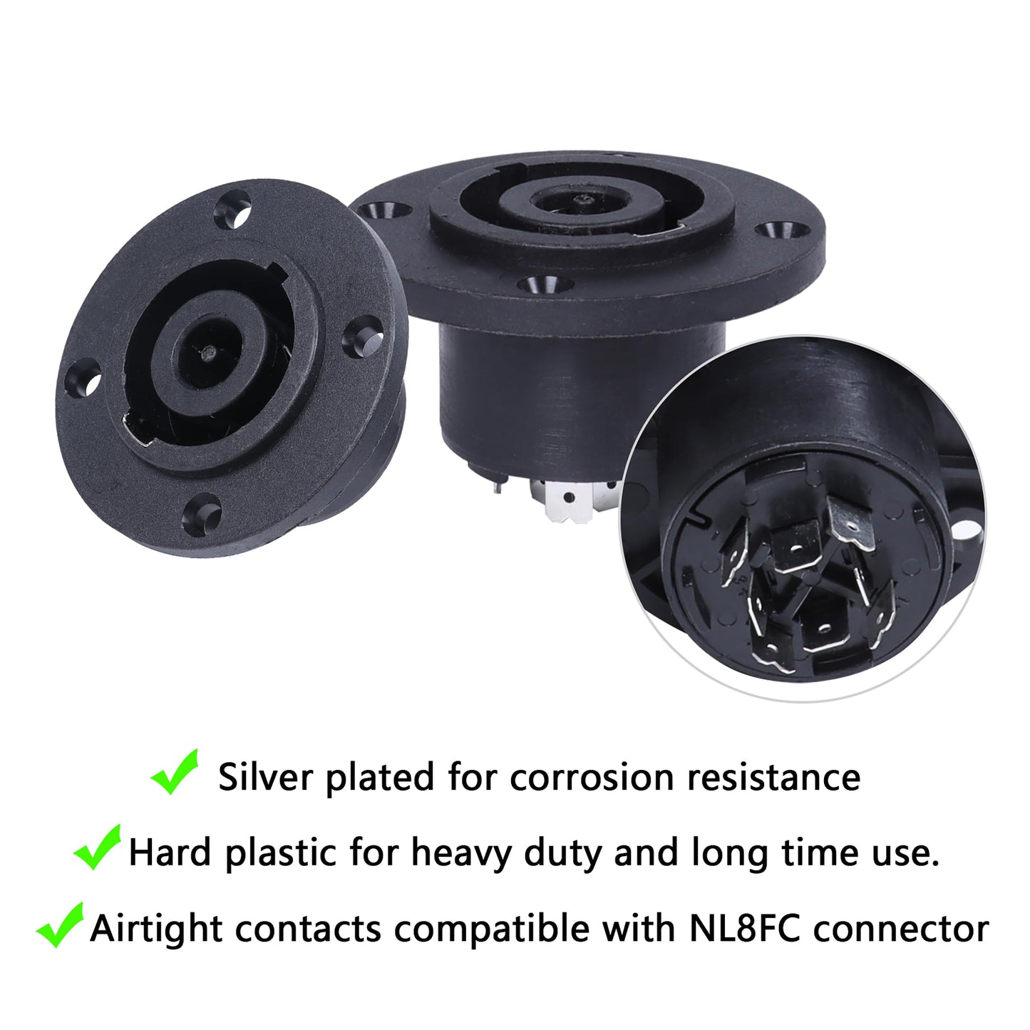 HBU 2 Sets (4 Packs) 8 Pole Speakon Connector Kit - 2pcs 8 Pin Speak-ON Connectors and 2pcs Panel Mount Chassis Socket Adapter for NL8FC, NL8FX