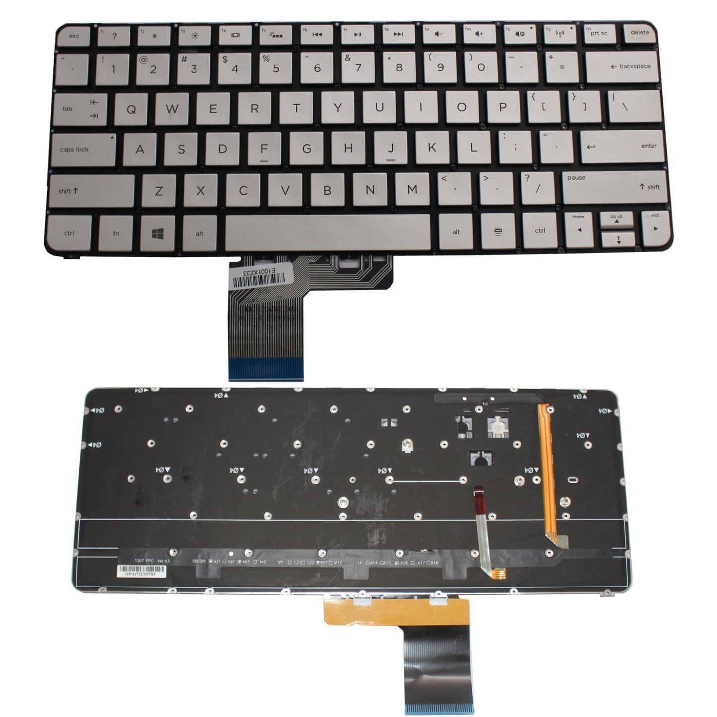 New Silver Laptop US Keyboard with Backlit Replacement for HP Spectre 13T 13-3000 13-3010DX 13-3010EG 13-3010ER 13-3011TU Part Number:743897-001