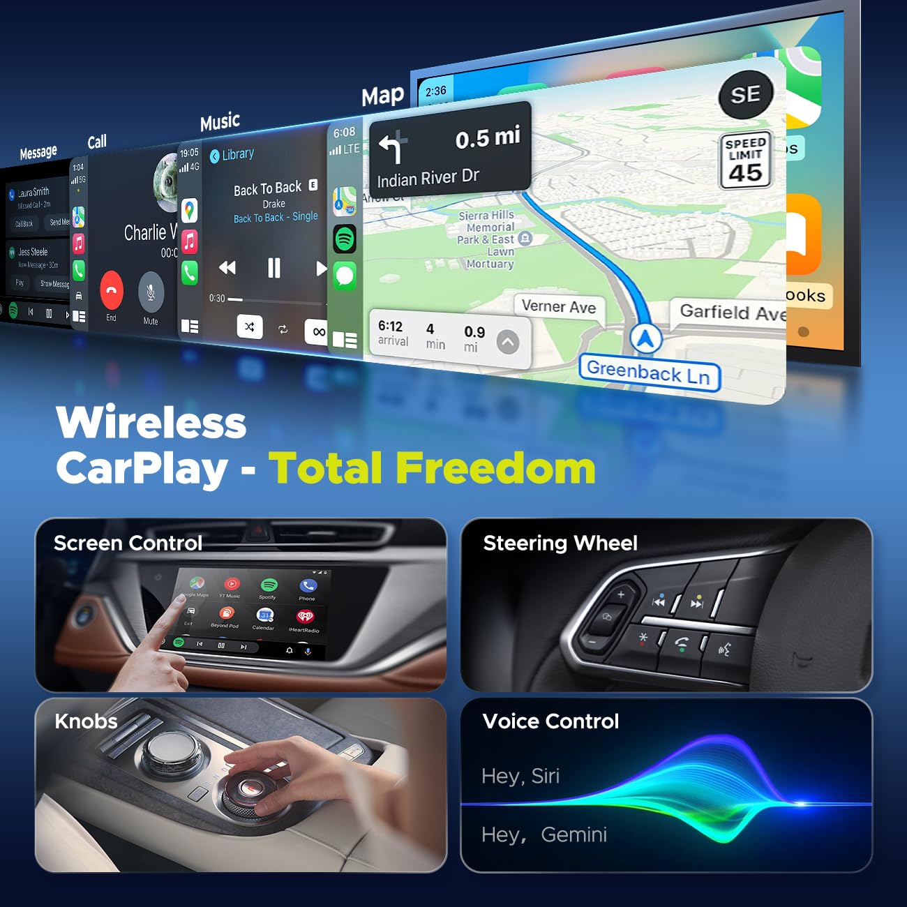 LAMTTO Wireless CarPlay Adapter with Gemini AI, 4GB+32GB Magic Box with Full Google Play Access-Download Streaming Apps, Games, Support Android Auto