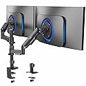 VIVO 17 to 32 inch Dual Mechanical Monitor Mount, 2 Tension Spring Arms, Adjustable Swivel, Rotation, Heavy Duty VESA Desk Stand with C-clamp