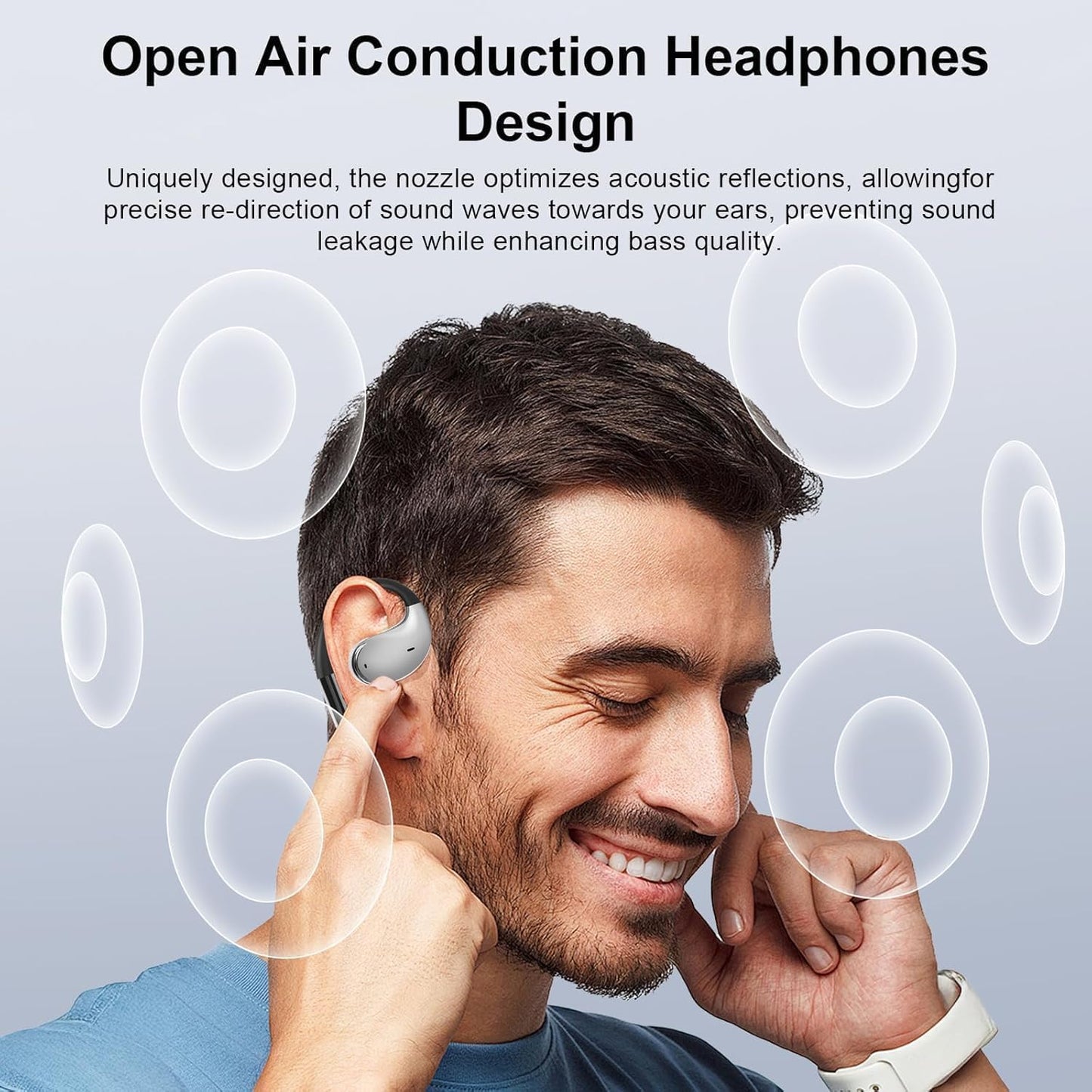 ZIDOXING Open Ear Bone Conduction Headphones?,Over Ear Earbuds with Ergonomic Earhook,Bluetooth Headphones 5.4 with Smart Digital Display,50H Playtime