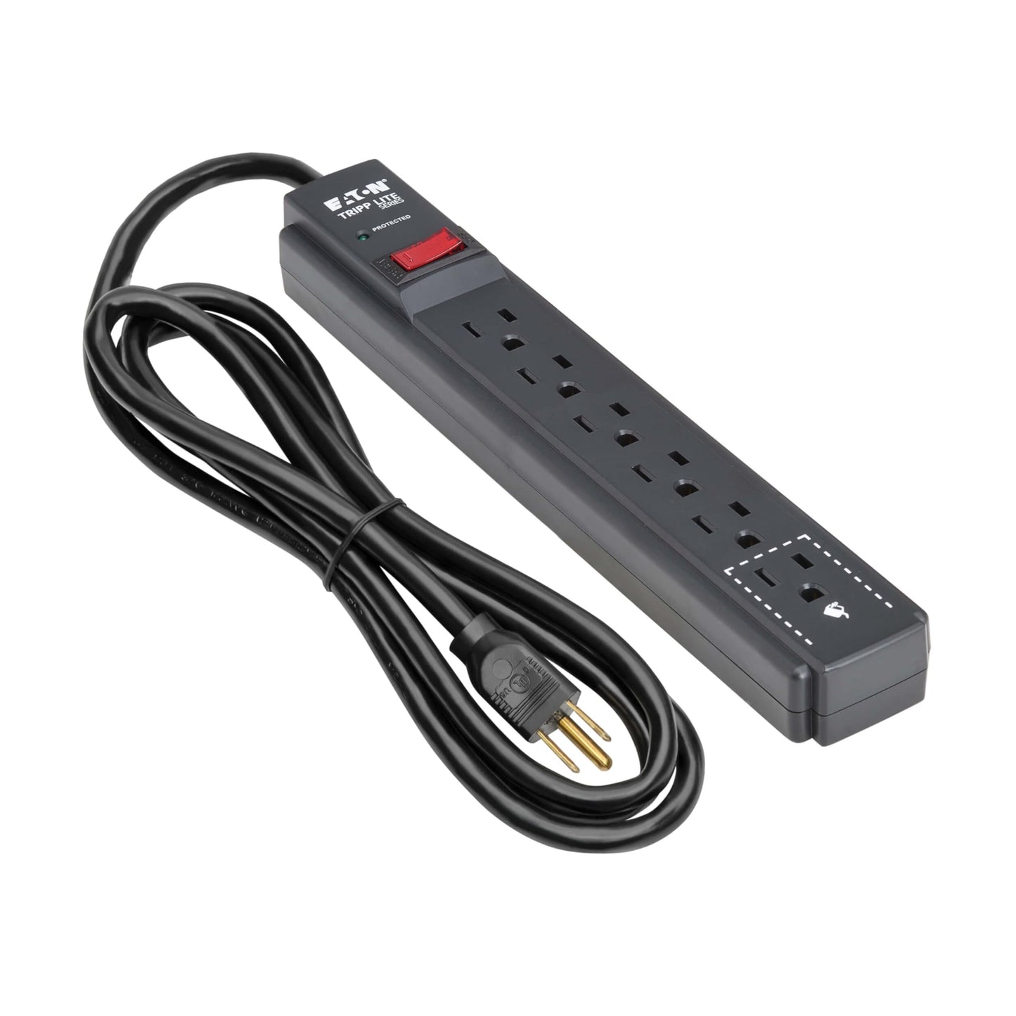 Eaton Tripp Lite Series 6-Outlet Surge Protector Power Strip, 3ft Extension Cord, 600 Joules, 15A Circuit Breaker, Black, Lifetime Manufacturer's