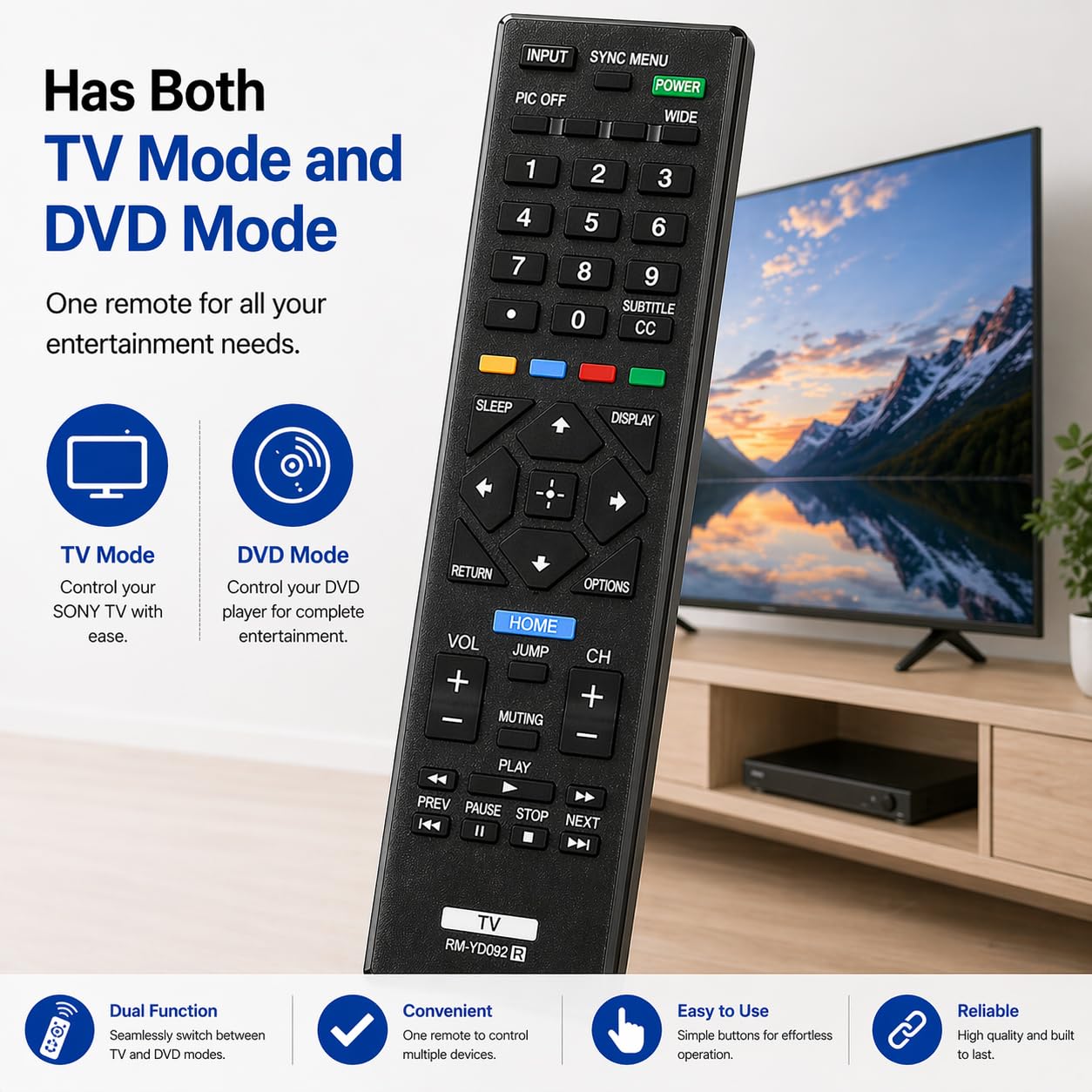 Universal Remote Replacement for All Sony LCD LED TV and Bravia TVs