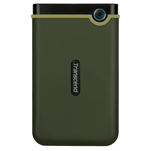 Transcend 2TB SJ25M3, USB 3.1 Portable Hard Drive Rugged, Anti-Shock Resistant, Compact and Lightweight with Lightning-Fast Speeds, One Touch Backup