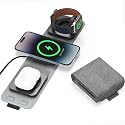 Esoulk 3-in-1 Wireless Travel Charger for iPhone, Airpods, Apple Watch - 15W 5W 2.5W for Smart Phone Watch Compact Foldable Travel Pocket Size