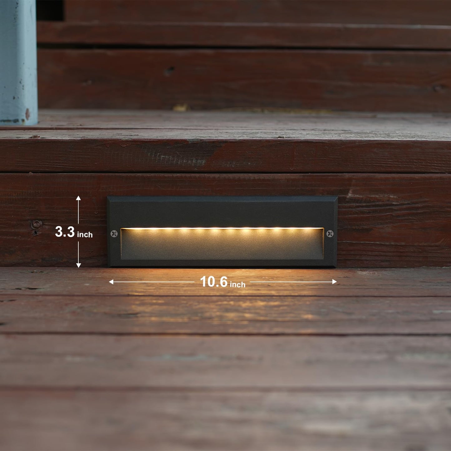 GOODSMANN Low Voltage Step Lights 10.6 Inch Outdoor 12V AC Landscape Stair Lights Wired 2PK 6W LED Electric Outdoor Deck Lighting Black Metal 122