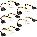 JacobsParts (5-Pack) Molex to SATA Power Cable Splitter Adapter Extension, 8" 20cm 18AWG