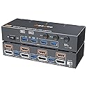 KVM Switch 2 Monitors 3 Computers 8K@60Hz/4K144Hz,DP+HDMI USB3.0 Dual Monitors KVM Switches with 4 USB 3.0 Port,Wired Remote,USB3.0 Cables Included(8K