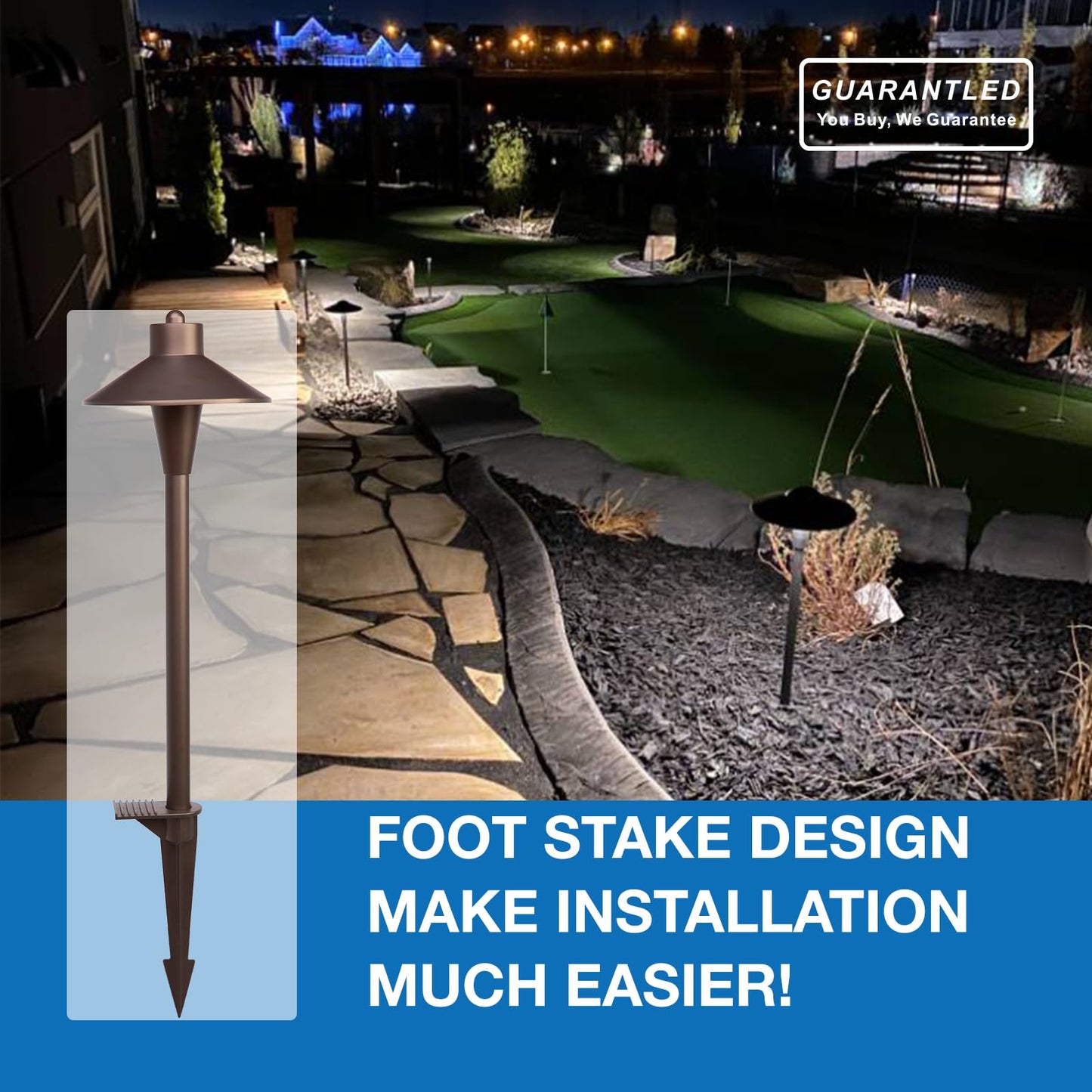 Landscape Path Lights 6 Pack, Low Voltage Pathway Lights Compatible with Transformer, 3CCT Adjustable LED, Premium 12V 24V DC ORB Landscape Path