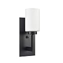 Linea di Liara Brio Black Wall Sconce with Frosted Glass Shade - Modern Wall Light Fixture for Bathroom, Vanity, and Hallway