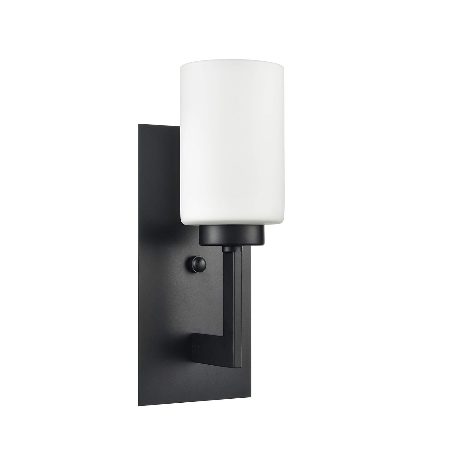 Linea di Liara Brio Black Wall Sconce with Frosted Glass Shade - Modern Wall Light Fixture for Bathroom, Vanity, and Hallway