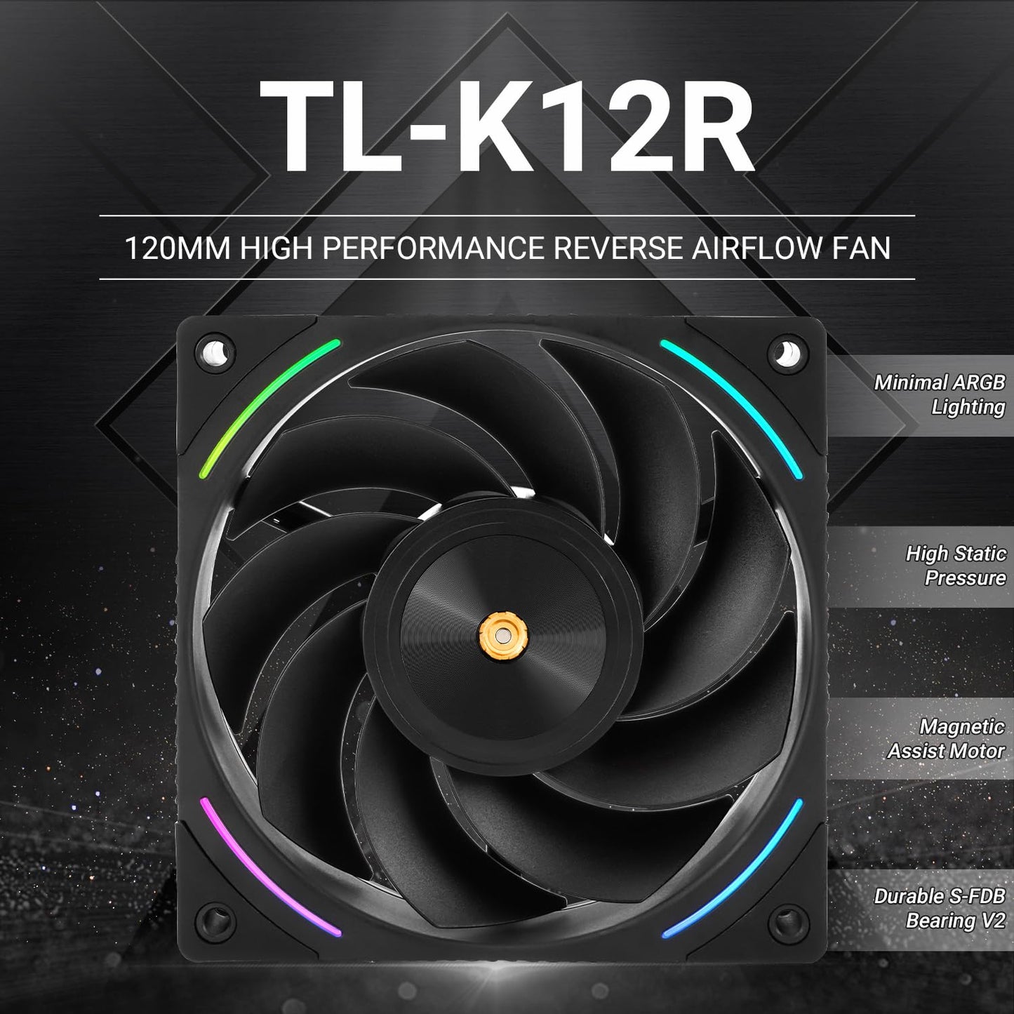 Thermalright TL-K12R CPU Case Fan, 120mm Black PC PWM Fan, 4PIN PWM Reverse Outlet, High-Performance Computer Cooler, Liquid Cooler and CPU Air Cooler