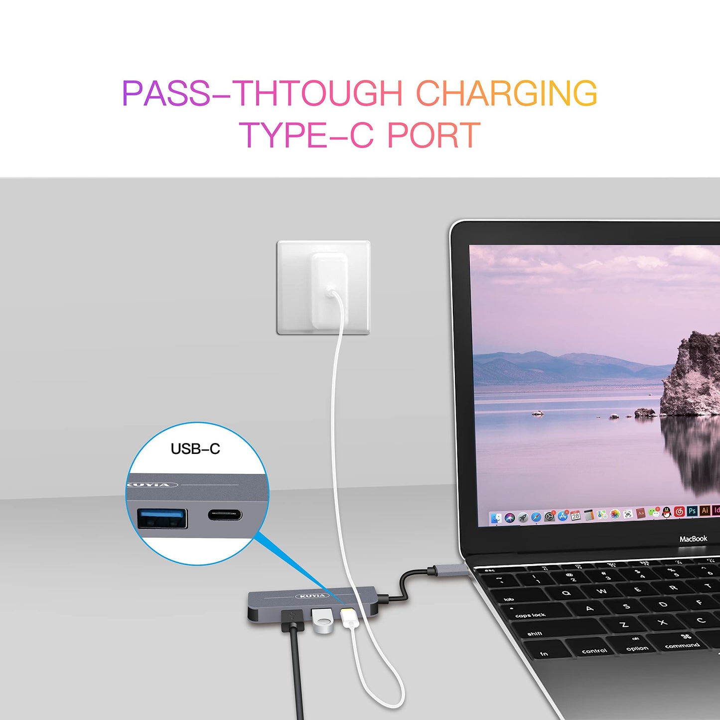 USB C hub 4K to HDMI 2 3.0 and FlashDrive Type Hub USB-C Power Adapter Compatible for MacBook Pro Chromebook Deal XPS Samsung Galaxy S8 S9 Note8 4