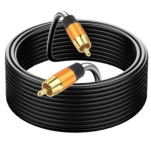 Digital Coaxial Audio Cable 40FT,1RCA Male to 1RCA Male Subwoofer Cable RCA Video Cable for Subwoofer, Home Theater, Video/Audio Subwoofer Rear View