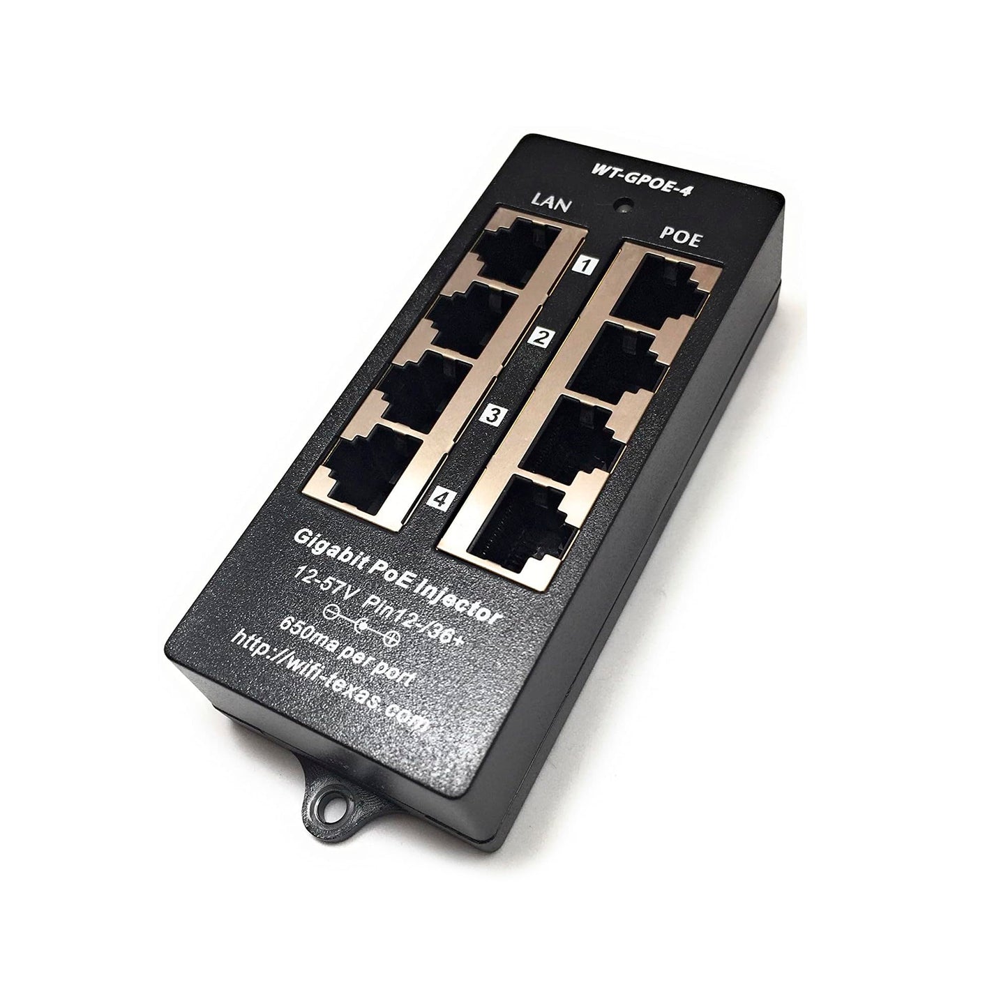 PoE Texas 4-Port Gigabit Passive PoE Injector, No Power Supply