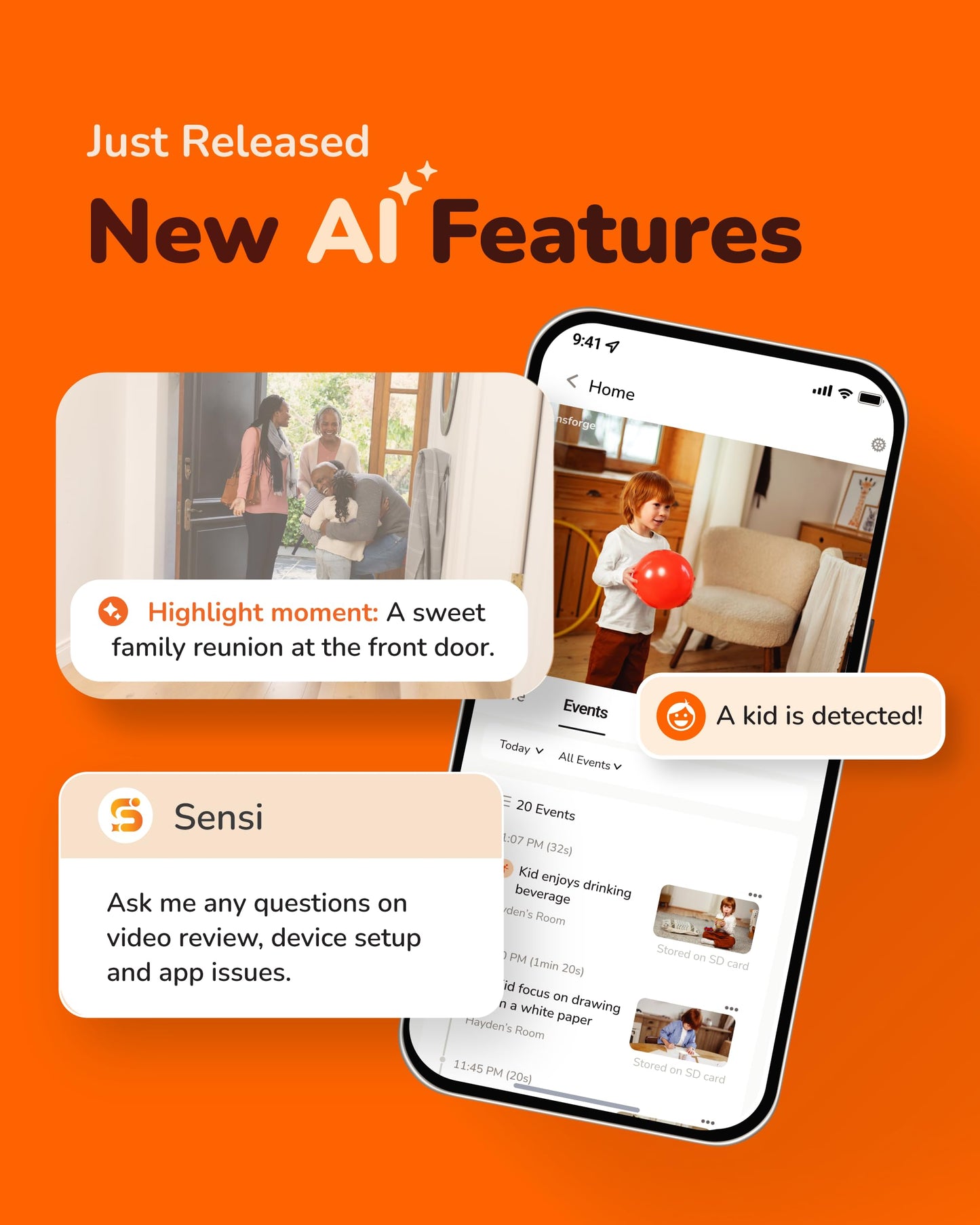 Sensforge 2.5K Indoor Pan-Tilt Dome Security Camera, 360° Coverage, AI Human & Pet Detection, Two-Way Talk, Dual-Band Wi-Fi (2.4G/5G), 64GB SD Card