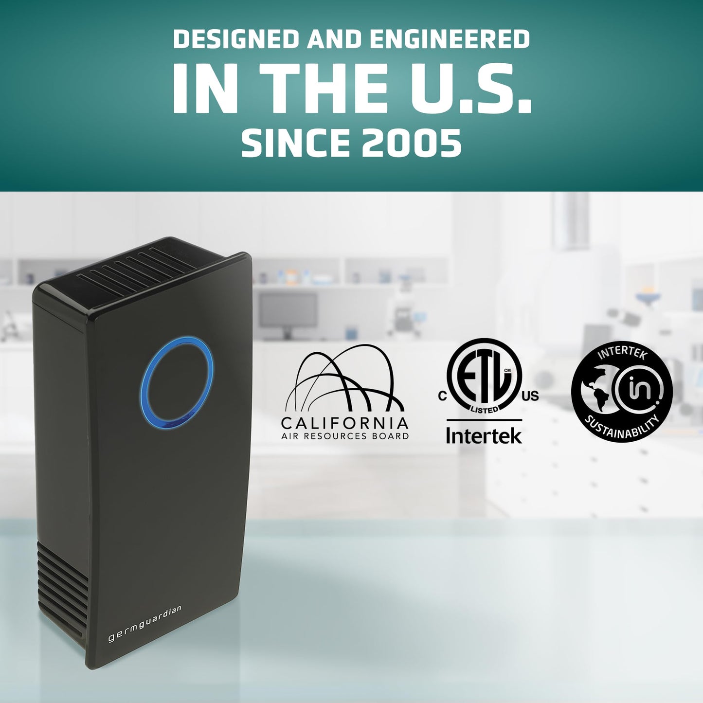 Germ Guardian GG1100B 7” Pluggable Small Air Purifier, Small Room Wall Air Sanitizer, Freshens Air, UV-C Light Kills Germs, Reduces Odors from Pets