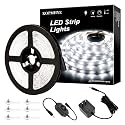 KOPMHYE 5M Dimmable LED Strip Lights Kits, 12V Tape Light, 300 2835 LED, 16.4ft 6000K Daylight White Ribbon with Power Adapter, Light Strips for Under