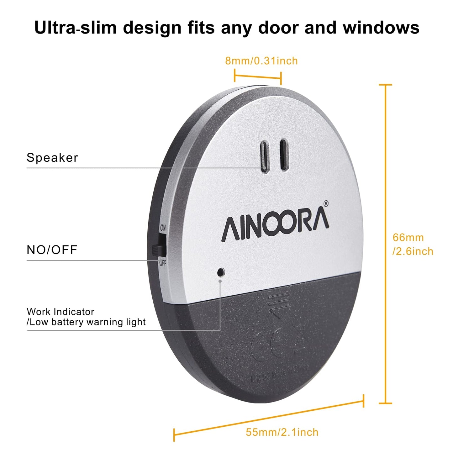 Window Alarm Sensors 4 Pack, Glass Break Sensor 130DB Loud Window Vibration Alarms, Burglar Intruder Entry Detector for Indoor Home Office Apartment