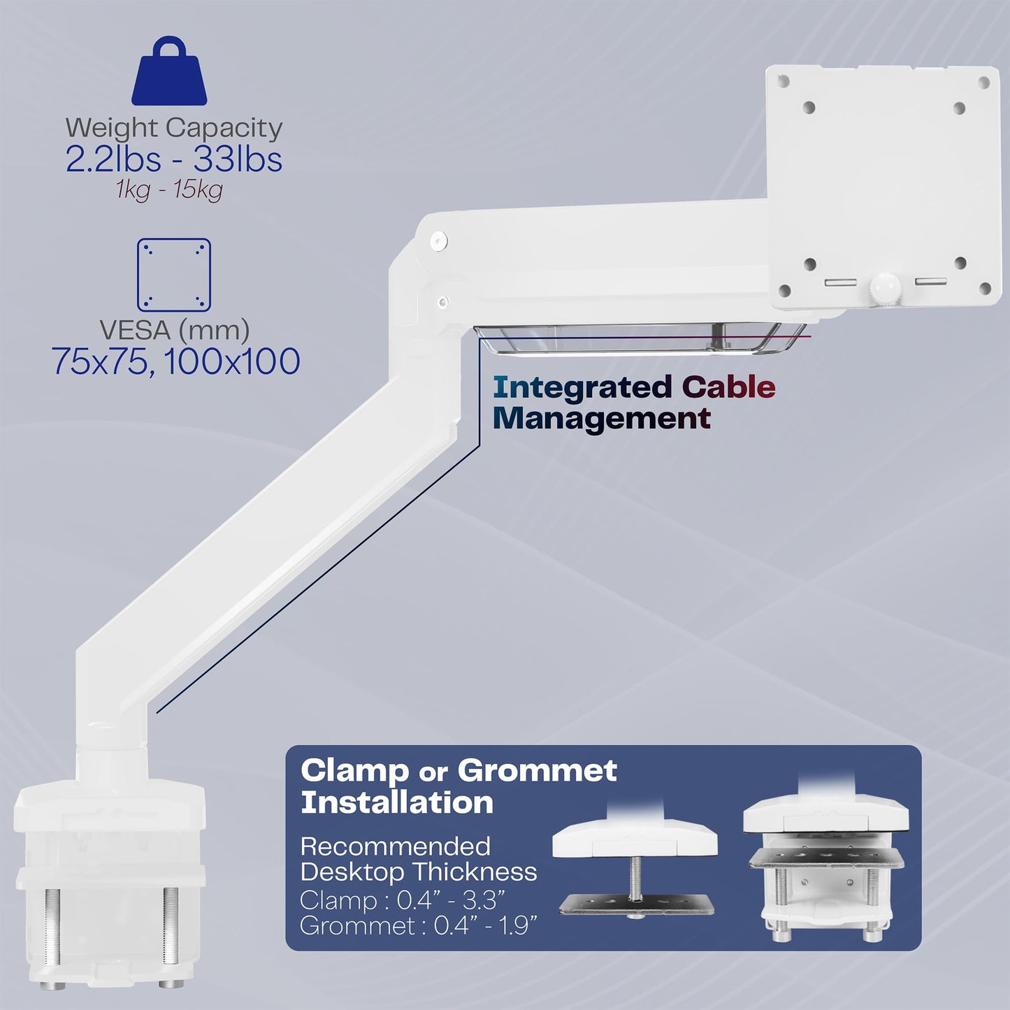 VIVO Premium Aluminum Heavy Duty Monitor Arm for Ultrawide Monitors up to 49 inches and 33 lbs, Single Desk Mount Stand, Pneumatic Height, Max VESA