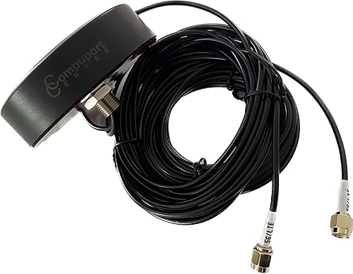 CompuPort 5G LTE MIMO Omni-Directional Puck Antenna with Dual-Diversity SMA Male connectors with 15? Cables for LTE/ 4G/5G Wireless modems Works