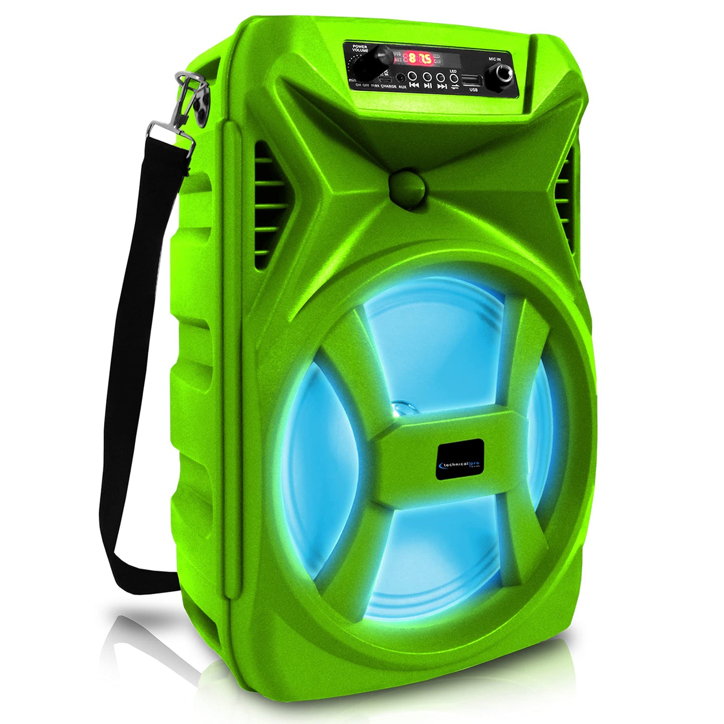 Technical Pro (Qty 2) 500 Watts Portable 8 Inch Bluetooth Speaker with Woofer & Tweeter - Festival PA LED Speaker with Bluetooth/USB Card Inputs,