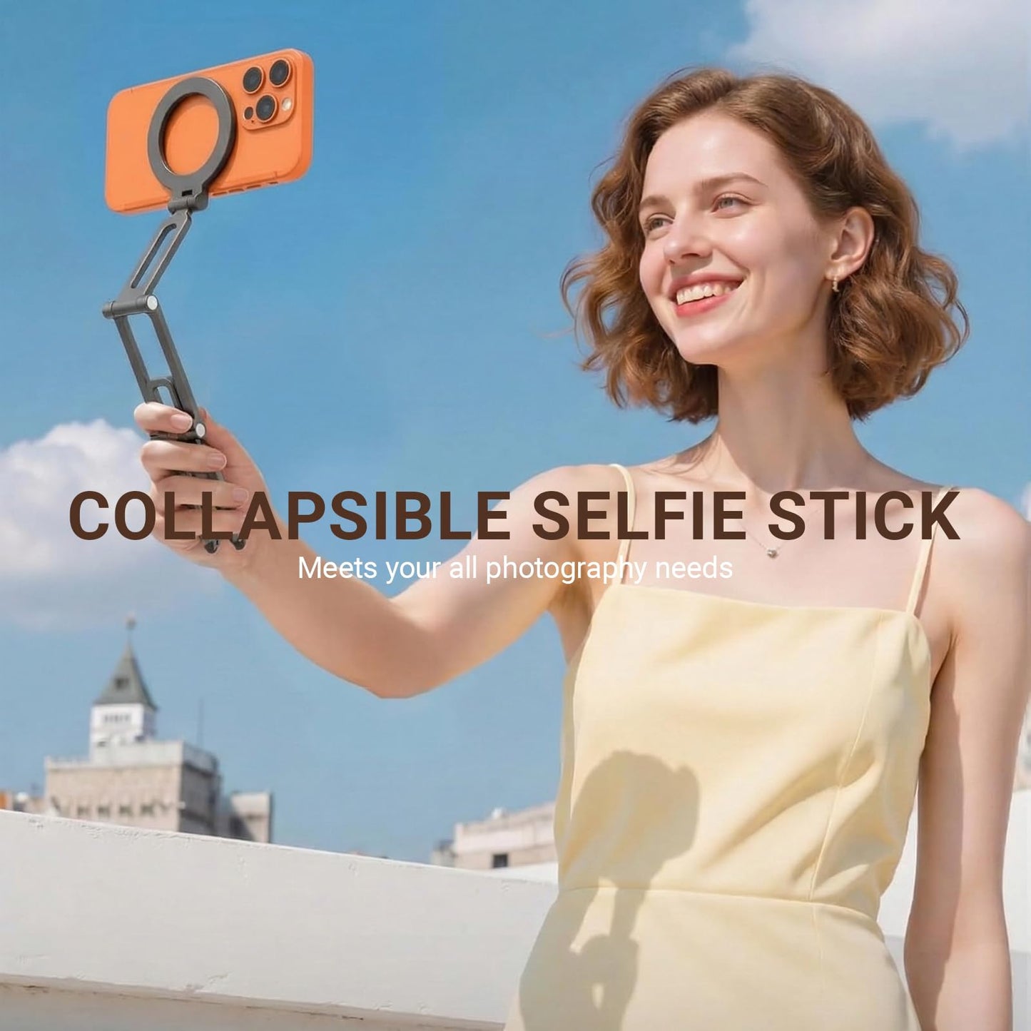 Magnetic Phone Tripod, Compatible with MagSafe, Portable Aluminum Alloy Magnetic Phone Stand with Comfort Grip for iPhone 17/16/15/14/13/12 Series