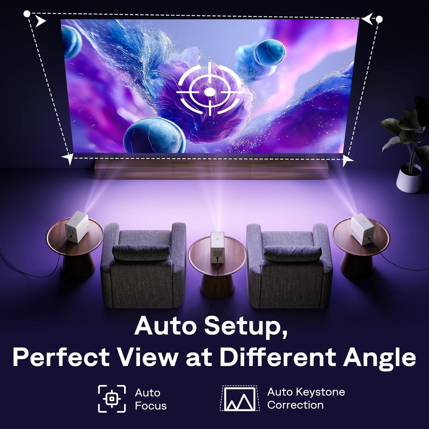 Aurzen Roku TV Smart Projector with Wifi and Bluetooth, D1R Cube Roku Streaming Experience Built-in, Sealed Optical Engine, 1080P FHD, DoIby Audio