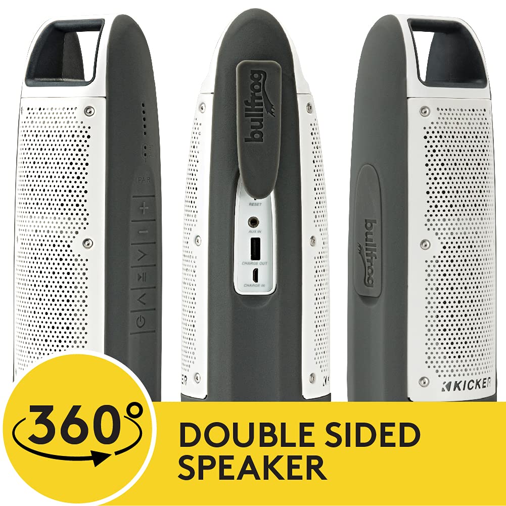 KICKER Bullfrog BF100 Bluetooth Portable Outdoor Speaker | 360° Sound Field | Waterproof Dustproof Casing IP67 Rating | Powerful 16 Watt AMP | 100 FT