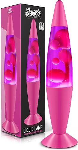 JAMBO 16" Beautiful Lamp- Purple with Pink Wax, Relaxing Liquid Light, Night Light Nightlight, Home Decor Living Room Office Bedroom Lamp for Adults