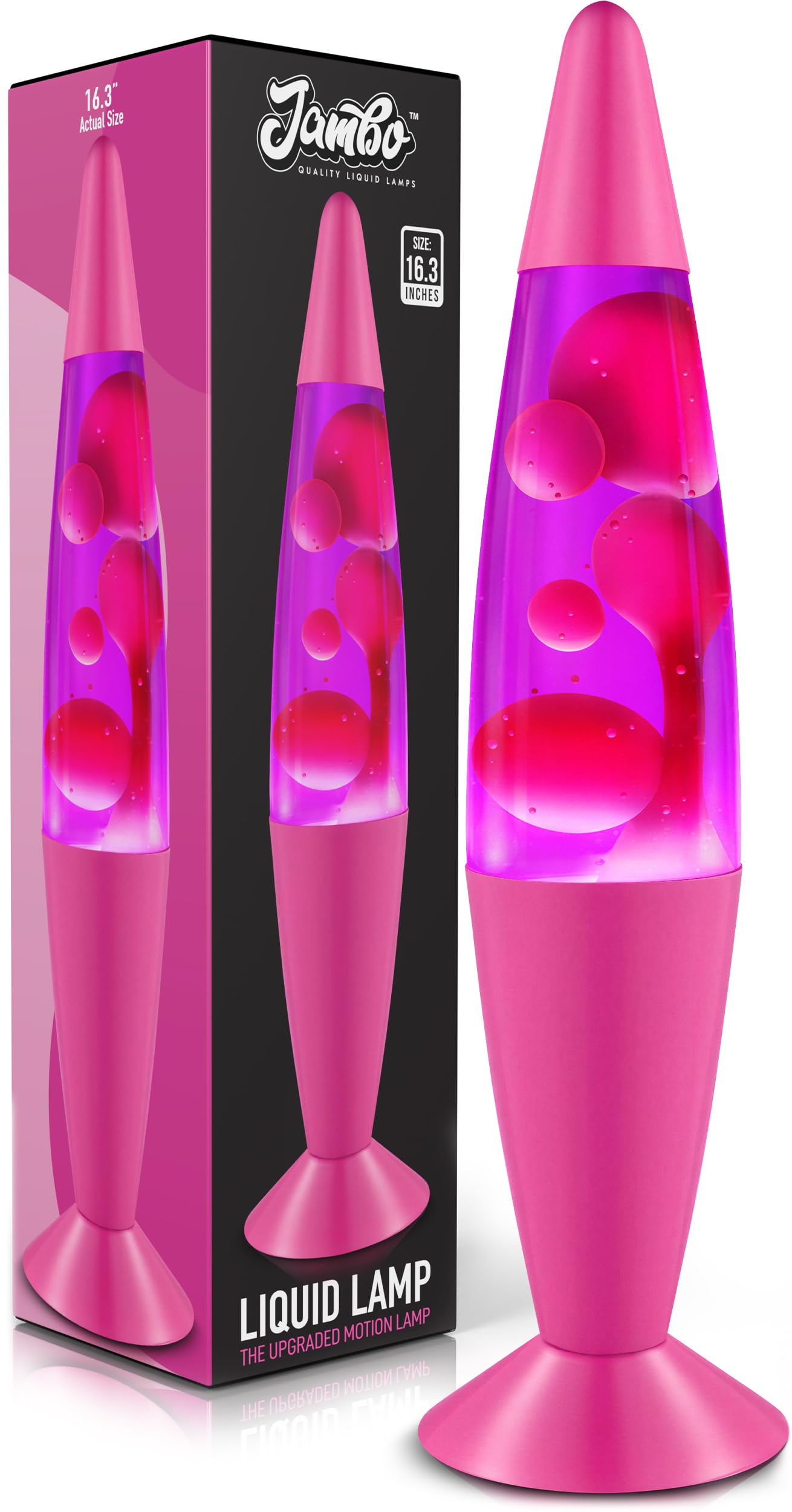 JAMBO 16" Beautiful Lamp- Purple with Pink Wax, Relaxing Liquid Light, Night Light Nightlight, Home Decor Living Room Office Bedroom Lamp for Adults
