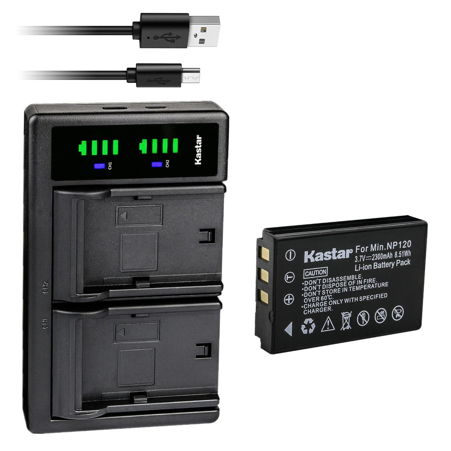 Kastar 1-Pack Battery and LTD2 USB Charger Compatible with Minolta NP-120 Battery, MN80NV, MN88NV, MN90NV, MN200NV, MN220NV 1080p Full HD, MN4K40NV 4K