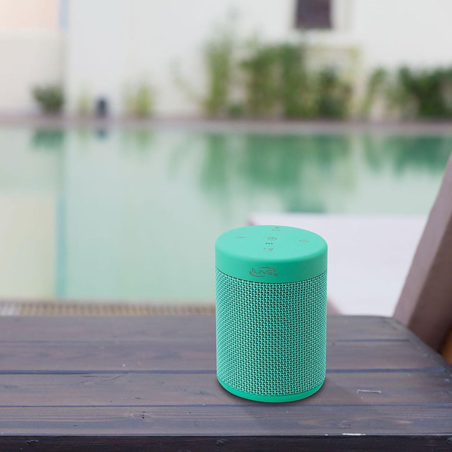 iLive Electronics Waterproof Fabric Wireless Speaker, 2.56 x 2.56 x 3.4 Inches, Built-in Rechargeable Battery, Turquoise (ISBW108TQ)